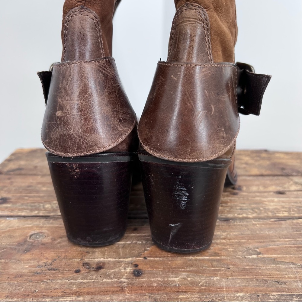 Matisse Brown Leather Chaps Knee High Buckle Boots - Picture 8 of 13